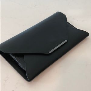 Bcbg Klara black leather snake clutch new with tag